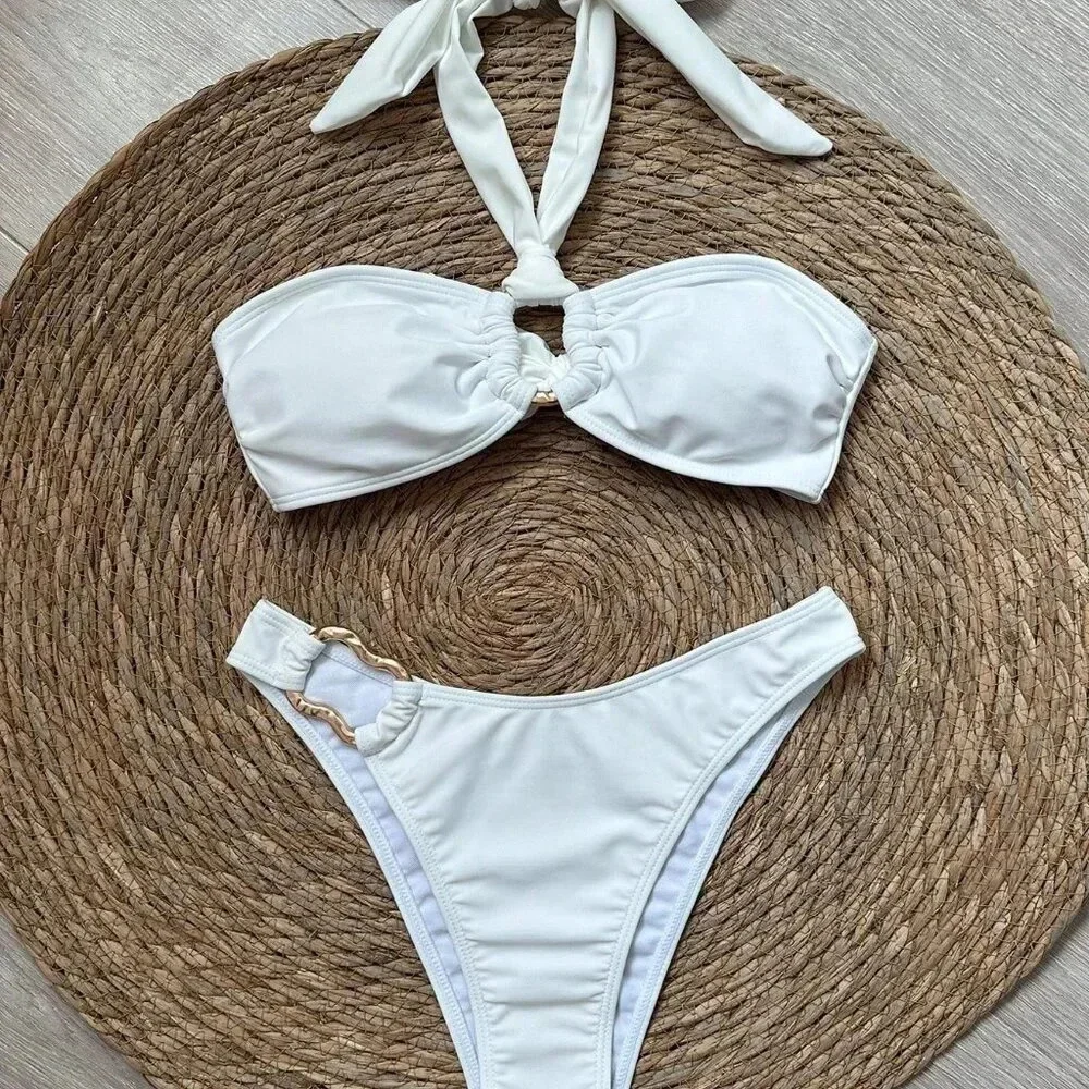 White Sexy Women's Halter Neck Bikini